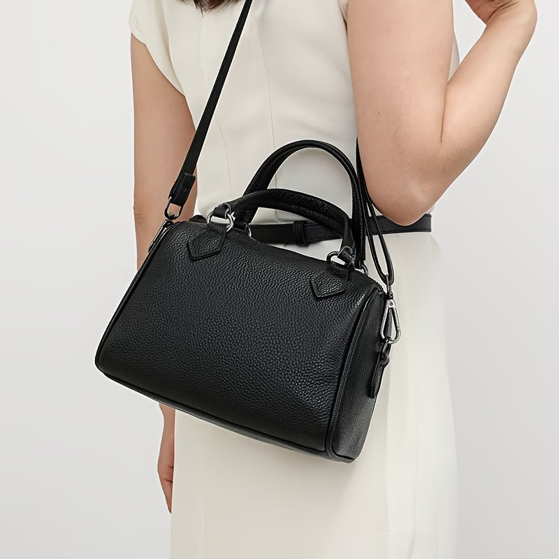 Leather Single-Shoulder Bag, Casual Women's Soft Cowhide Handbag, Versatile Full-Genuine Leather Crossbody Bag