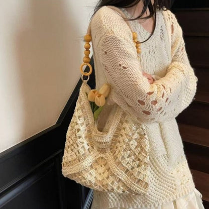 Boho Crochet Tote Bag