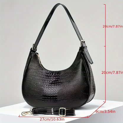 Embossed Crocodile Texture Stone Texture Body Bag, Fashionable Versatile Single Shoulder Diagonal Bag Women'S Bag