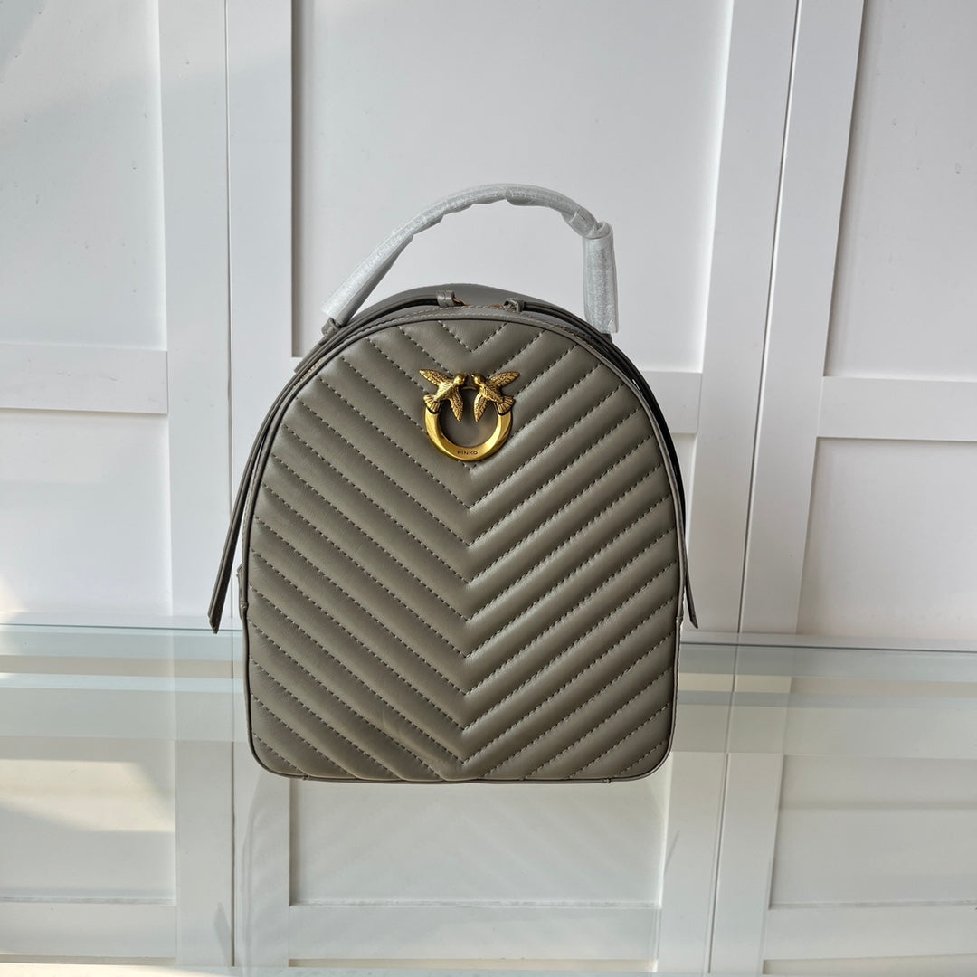 Women’s Quilted Leather Mini Backpack - Love Swallow Accent Casual Daypack Purse