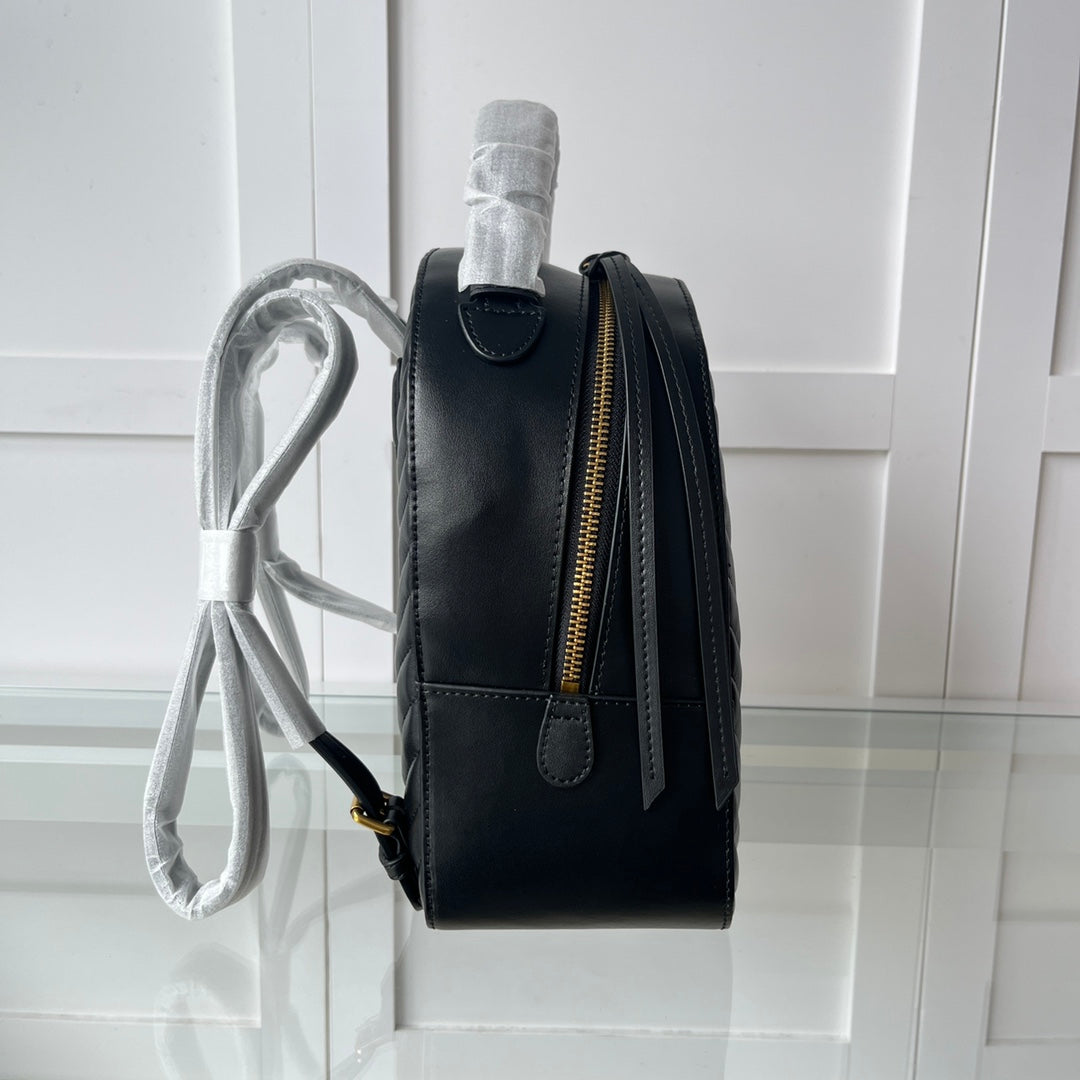 Women’s Quilted Leather Mini Backpack - Love Swallow Accent Casual Daypack Purse