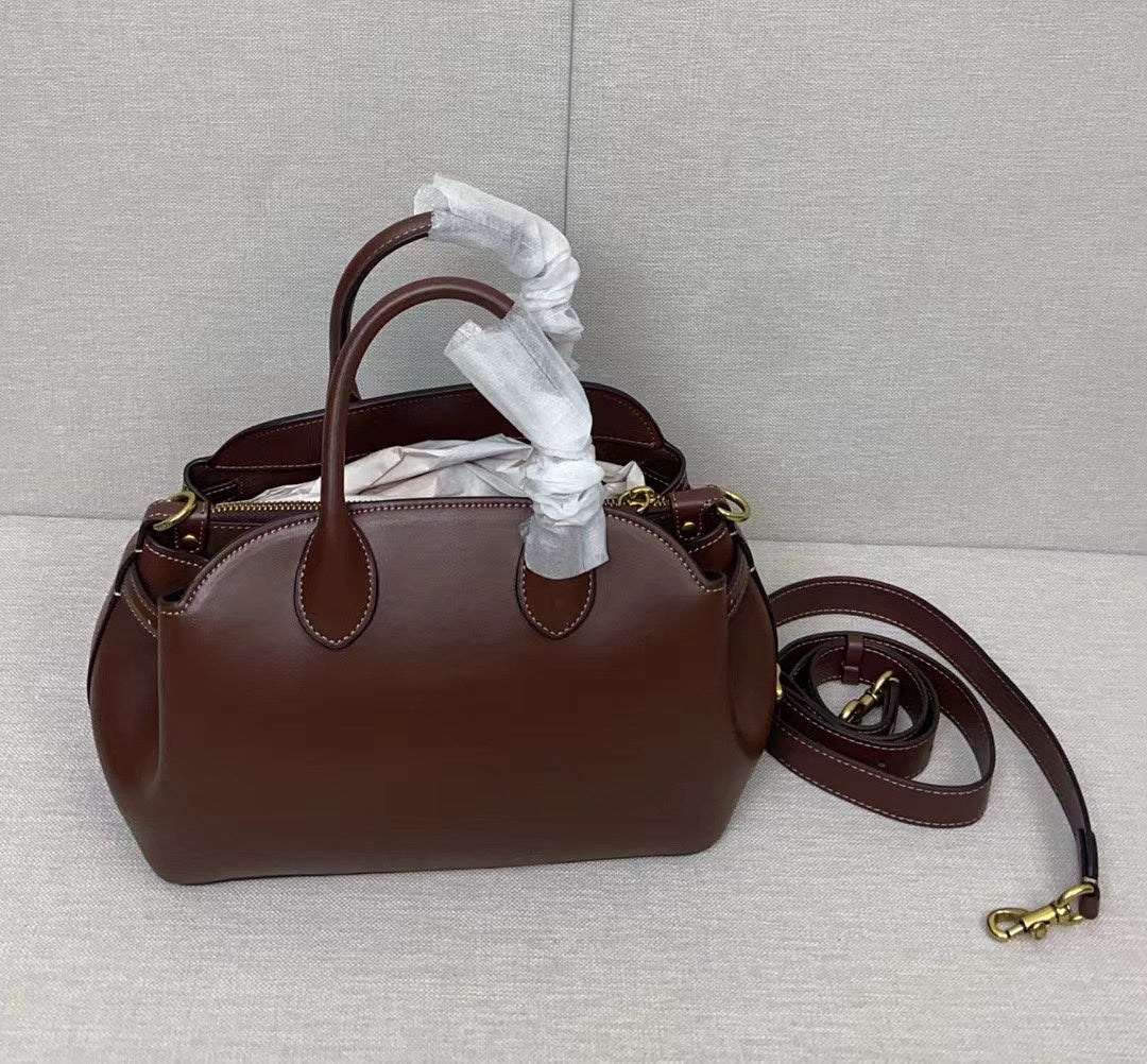 Women’s Leather Empire Carryall Bag - Dual Handle Satchel & Crossbody Shoulder Purse