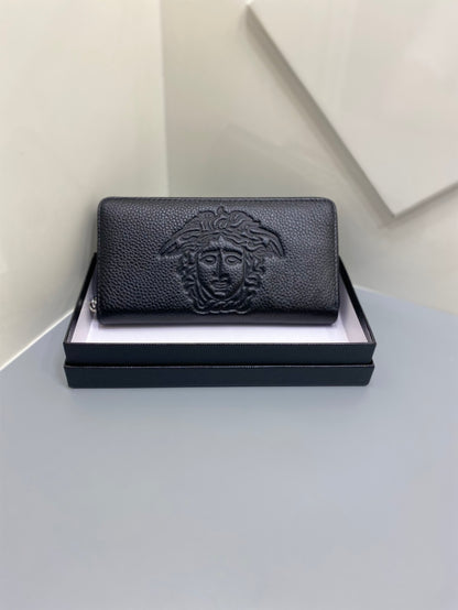 Luxury Embossed Leather Continental Wallet - Zip Around Long Organizer Clutch