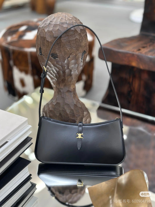 Women’s Retro Leather Baguette Bag - Slim Underarm Clutch & Shoulder Purse