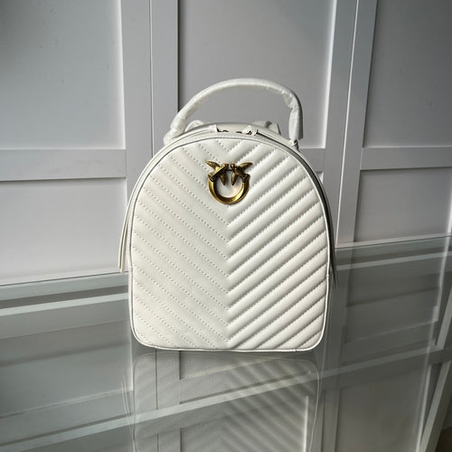 Women’s Quilted Leather Mini Backpack - Love Swallow Accent Casual Daypack Purse