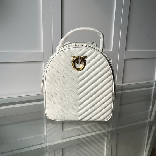 Women’s Quilted Leather Mini Backpack - Love Swallow Accent Casual Daypack Purse