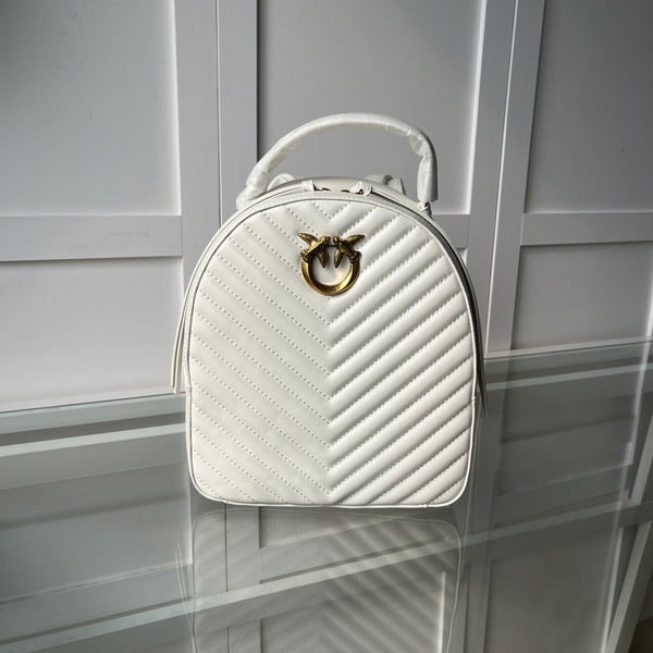 Women’s Quilted Leather Mini Backpack - Love Swallow Accent Casual Daypack Purse