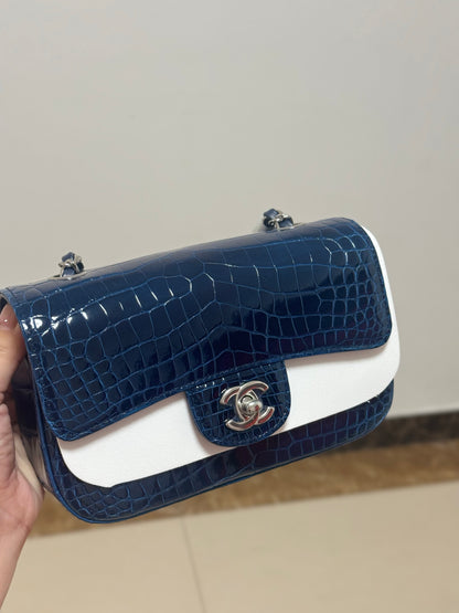 Vintage Alligator Texture Leather Handbag - Women’s Chain Shoulder Bag