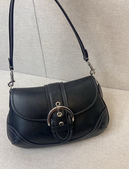 Women’s Vintage Leather Hobo Bag - Front Buckle Shoulder Purse & Crossbody
