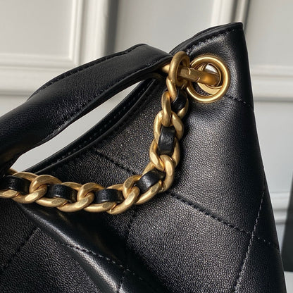 Women’s Quilted Calfskin Leather Hobo Bag - Chain Handle Shoulder Tote